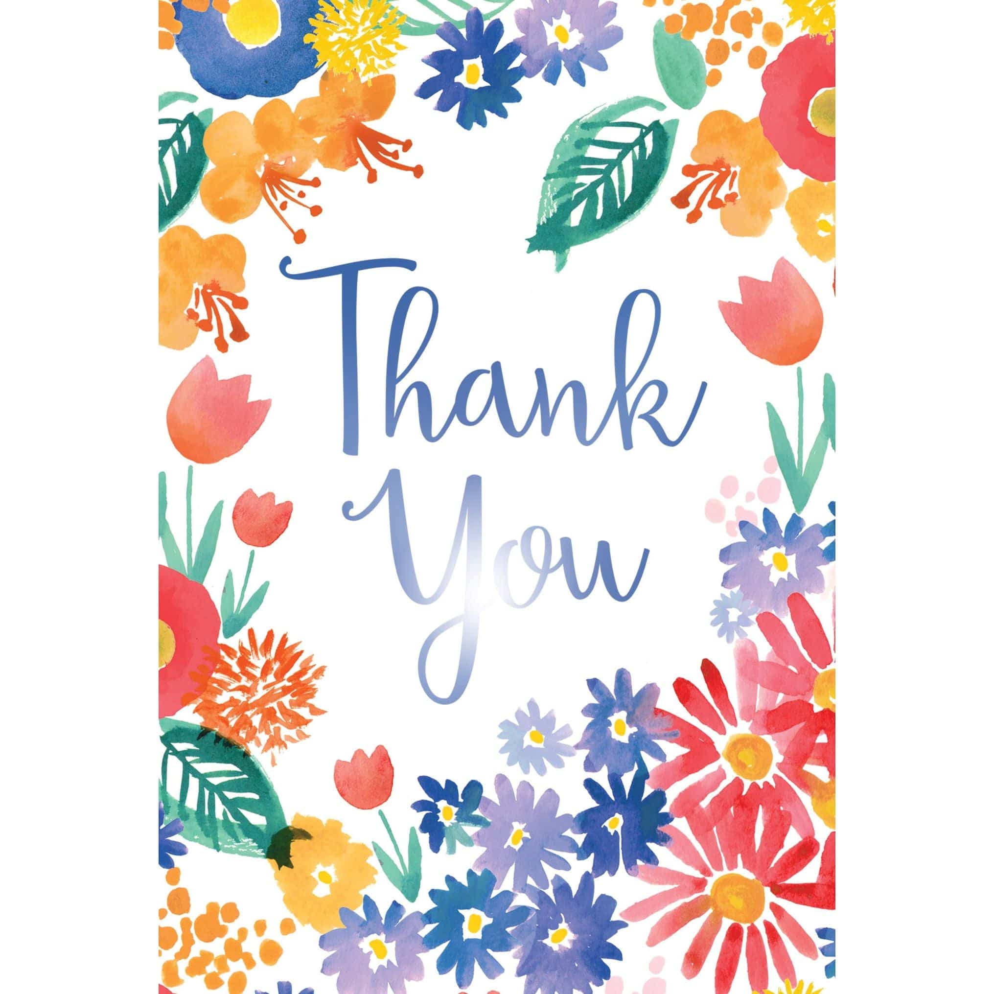 Spring floral thank you card from Pictura featuring colorful spring blossoms and elegant thank you message on high-quality paper.